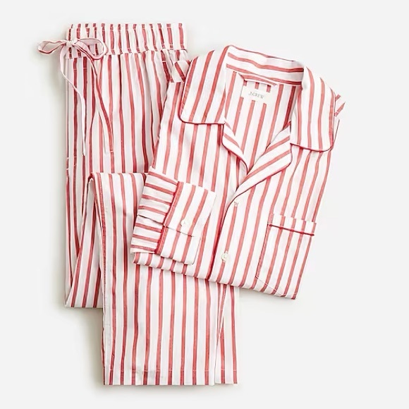 J. Crew Other - J Cree white red striped poplin cotton pajama button down shirt and pants set